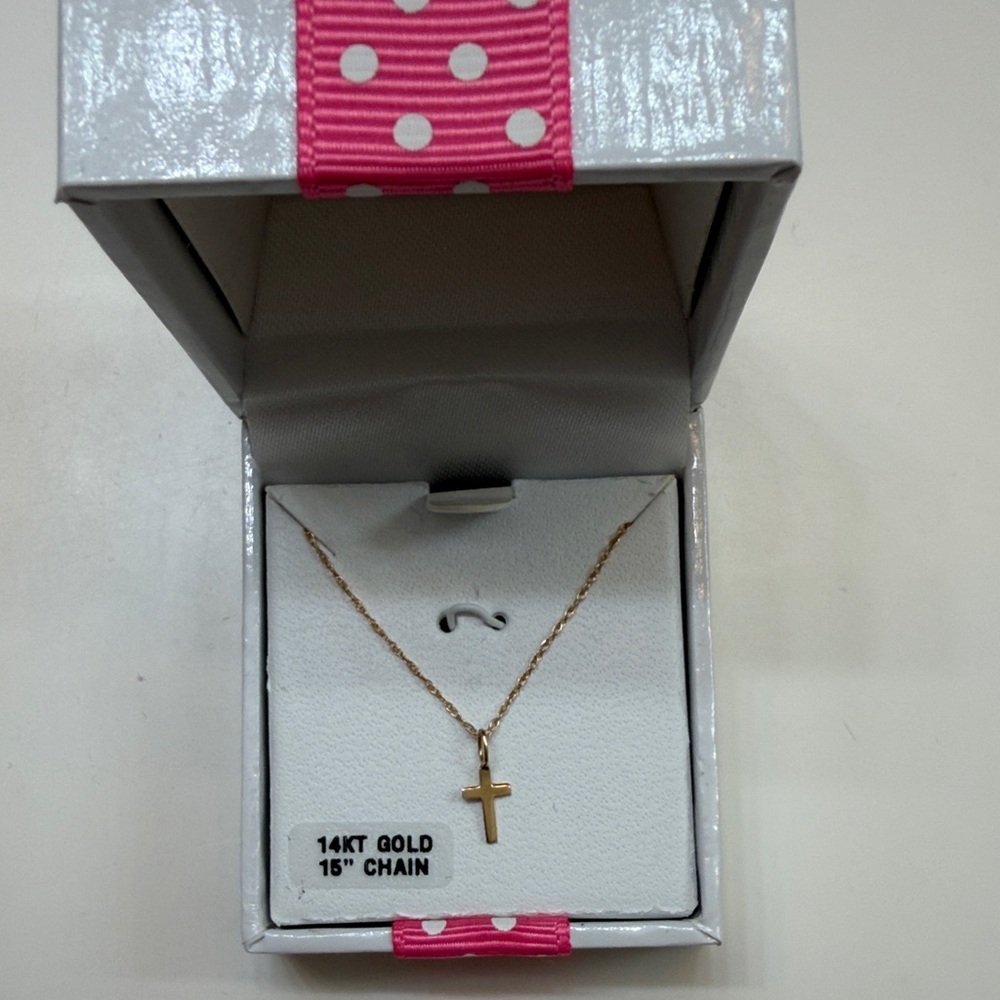 Children’s 14KT Gold Cross Necklace with 15" Chain